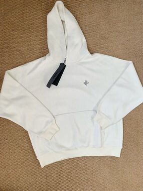 Size L ClimaxVision Knit Hoodie Cream Cross Logo Oversized Thick